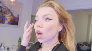 Babe shows her tiny wet pussy, gets fucked hard, and gets a huge facial load