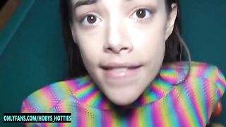 Petite slut Harmony Wonder gets her throat fucked hard