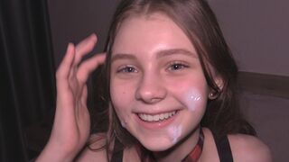 College girl gets her pussy filled with cum by a huge cock