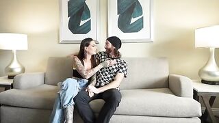 My boyfriend's first experience with two girls giving him a blowjob