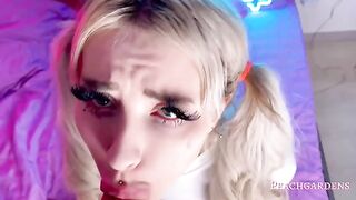 Rough mouth fuck and deep throat with step sis