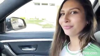 Petite teen Gianna Dior gets picked up and fucked by a fan on a rainy day