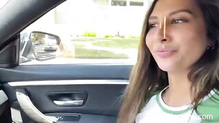 Petite teen Gianna Dior gets picked up and fucked by a fan on a rainy day
