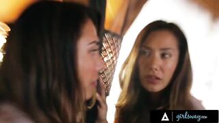 A beauty has a romantic and hard sex with her wife in a rented cabin