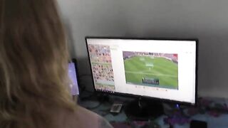 The young gamer girl gets her pussy railed while gaming