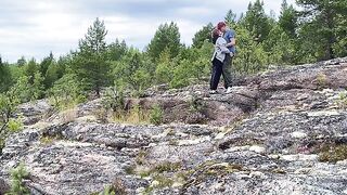A hot babe is having sex directly on the stone in nature, it’s really great!