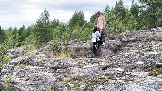 A hot babe is having sex directly on the stone in nature, it’s really great!
