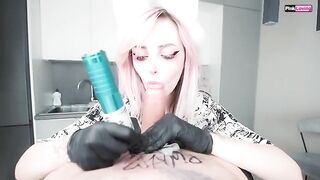A tattoo artist fucked a girl while she was getting inked. It was painful yet pleasant