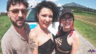 Two Italian couples have fun in the camper, fucking hard