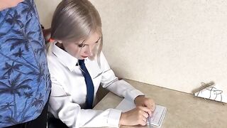 A cute girl asked her tutor to stay after class for help
