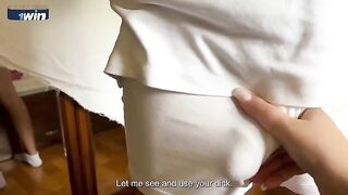 The stepson helped his stepmom with breakfast and they got intimate