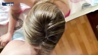 The stepson helped his stepmom with breakfast and they got intimate