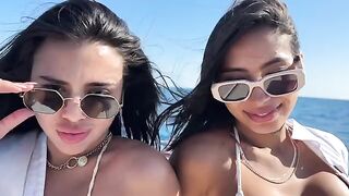 Two girls seduced a boat captain to get his cum in a wild trio