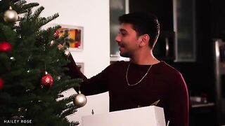 Christmas surprise for the young couple - a steamy encounter with big natural boobs