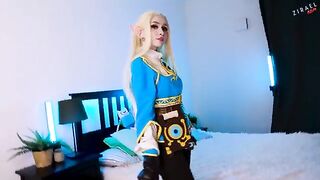 Princess Zelda gets her pussy wet and horny in this hot cosplay video