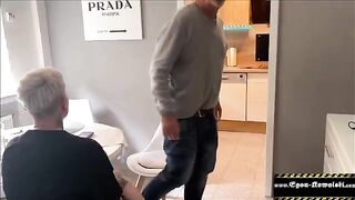The old guy fucks German amateur in the kitchen, no one notices