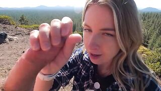 Girl risked sex on the top of the mountain for a blowjob