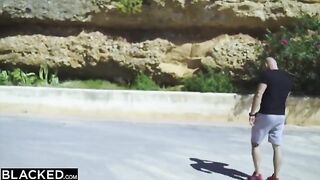 A blonde woman named Venera was double penetrated by two men