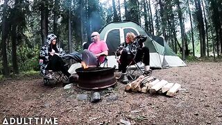 Hot poly wives take turns getting fucked in POV wilderness adventure
