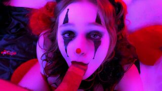 A kinky clown requested a blowjob with a facial finish