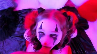 A kinky clown requested a blowjob with a facial finish