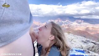 Epic hiking fucking on the cliff with amateur blonde