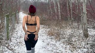 Husband and friend shared wife’s pussy in the snow