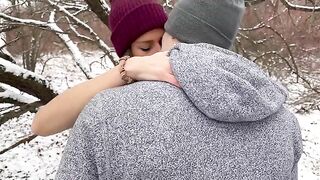 Husband and friend shared wife’s pussy in the snow