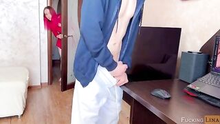 The guy was caught by stepsister and made to eat her pussy