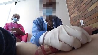 Two wild nurses get my dick in the middle of the street
