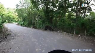 A girl has her first motorcycle ride with a stranger and gets fucked hard in the jungle