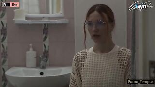 A Russian schoolgirl was fucked by two guys in a hardcore threesome