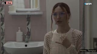 A Russian schoolgirl was fucked by two guys in a hardcore threesome
