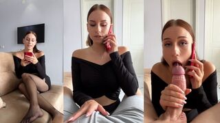 My boyfriend ordered me to cheat, I told on the phone about deepthroat