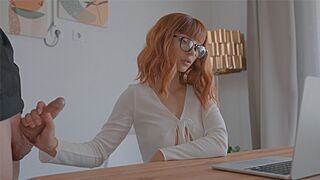 A cute teen got fucked on a zoom call and received a creampie