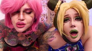 Bald JoJo enjoys anal sex with nerdy women, including a thrilling threesome with Purple Bitch