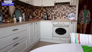 Fucking my best friend's sexy stepmom in the kitchen was a wild ride