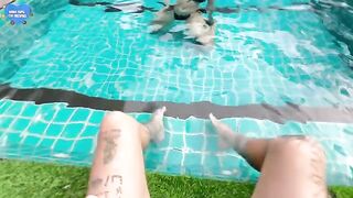 My girlfriend’s best friend got fucked in the pool