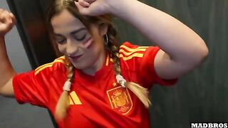 A Spanish supporter got fucked by two guys in the parking lot