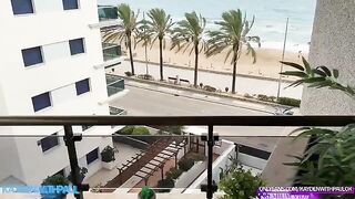 A couple engaged in public sex on the balcony