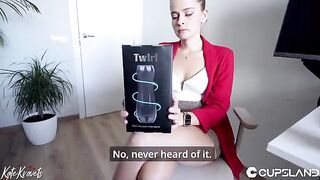 The secretary checked the new stroker on her assistant in the office