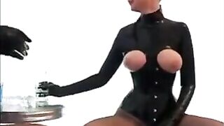 Lesbians wearing latex wanted to engage in intense passionate activities very much