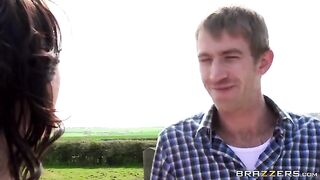 A juicy beauty was fucked by a guy on the hay