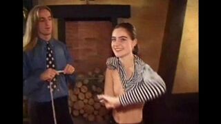 A little hair on the pie - a girl with small tits and a big bush