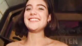 A little hair on the pie - a girl with small tits and a big bush