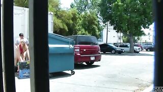 The couple got intimate behind the garbage tank, unaware they were being captured