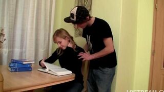 The girl gave herself to her stepbrother in a passionate act