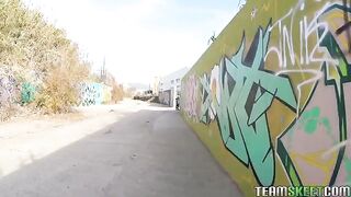 A man has sex with a girl on the street