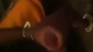 The guy masturbates in front of the mirror with passion