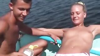Sexual young people have debauchery on the river bank